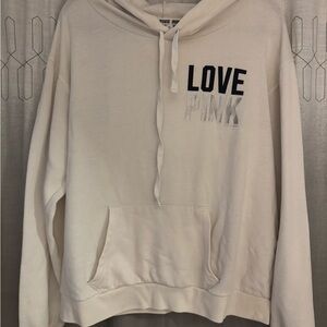 PINK Victoria's Secret VTG Y2K Off White Yoga Hoodie with LOVE PINK On It